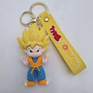 NEW! Dragon Ball Z Goku Keychain Clip-On with Charm, Loop Strap & Clasp - PVC